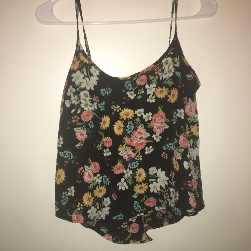 Black tank with colorful floral